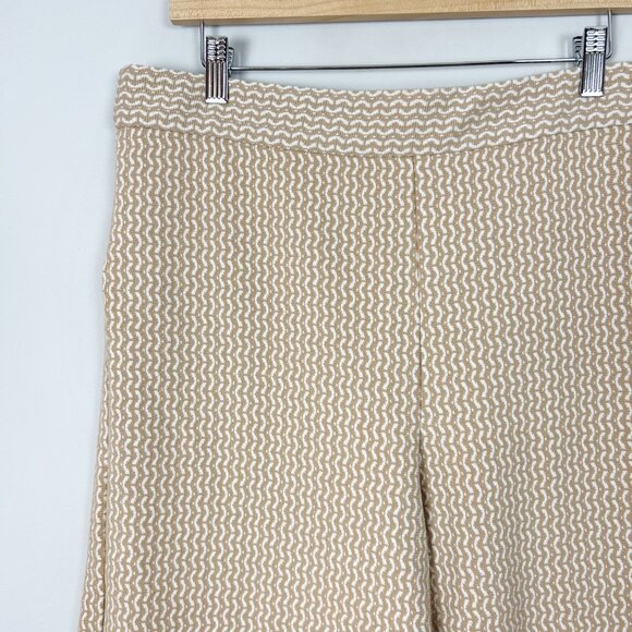 NEW Ann Taylor Tan Knit Wide Leg Pants Classic Career Spring Preppy Size 14 - Picture 3 of 6
